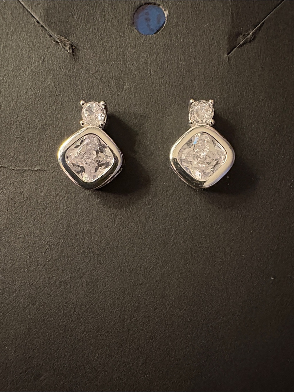 Silver-Tone Cz Stud Earrings